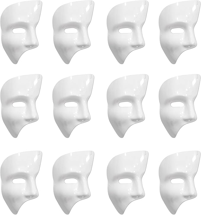 Beistle S60820-WAZ12 Phantom Masks, White