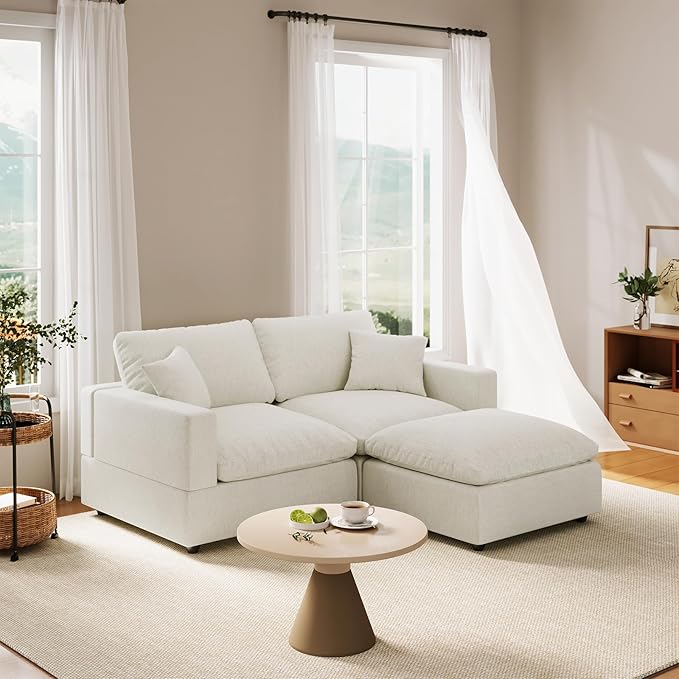 Cloud Couch Modular Sectional Sofa, 67" L Shaped Sectional Couches for Living Room, Down Filled Wide & Deep Seat Cloud Sofa with Ottoman, Removable Washable Cushion Cover & Backrest Pillow Cover