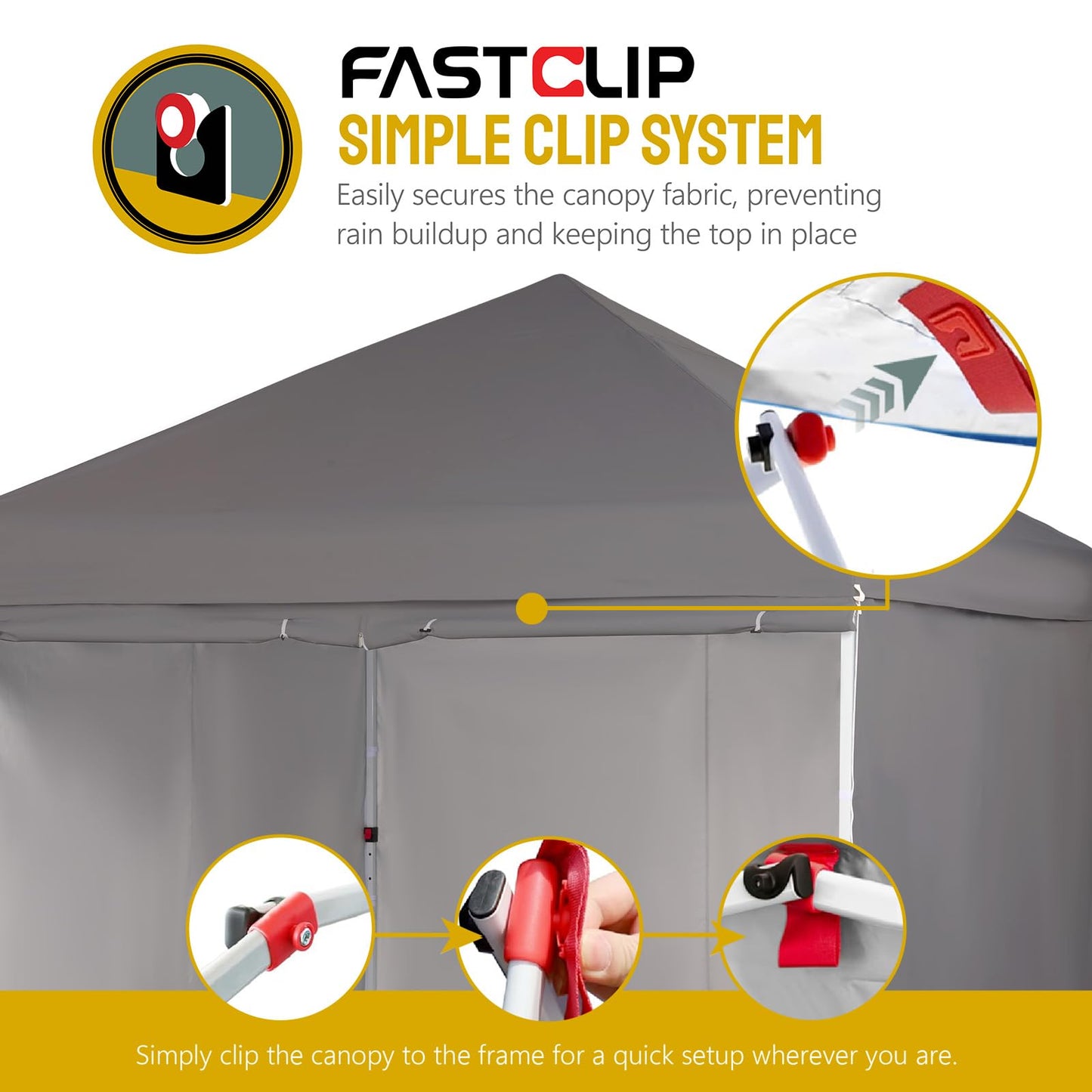 CROWN SHADES 10X10 Comercial Instant Canopy Pop Up Tent with Center Lock (10x10 with 4 Sidewalls, Grey)