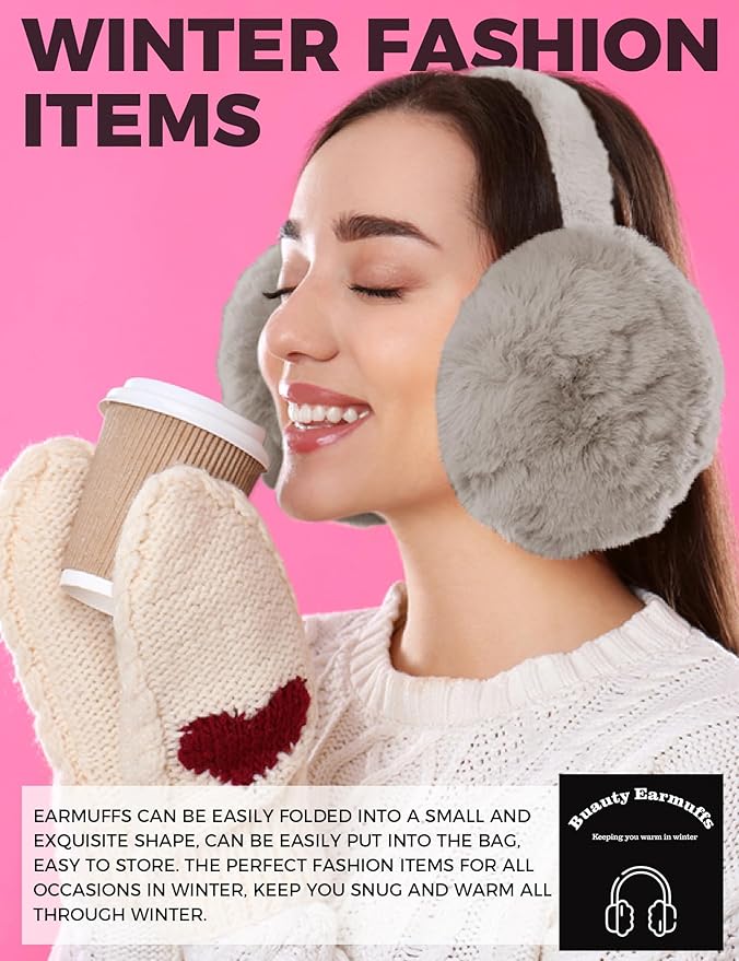 Buauty Ear Muffs Winter Women Men Soft Earmuffs Cute Ear Covers Cold Weather Fluffy Ear Warmers Headband Winter Accessories