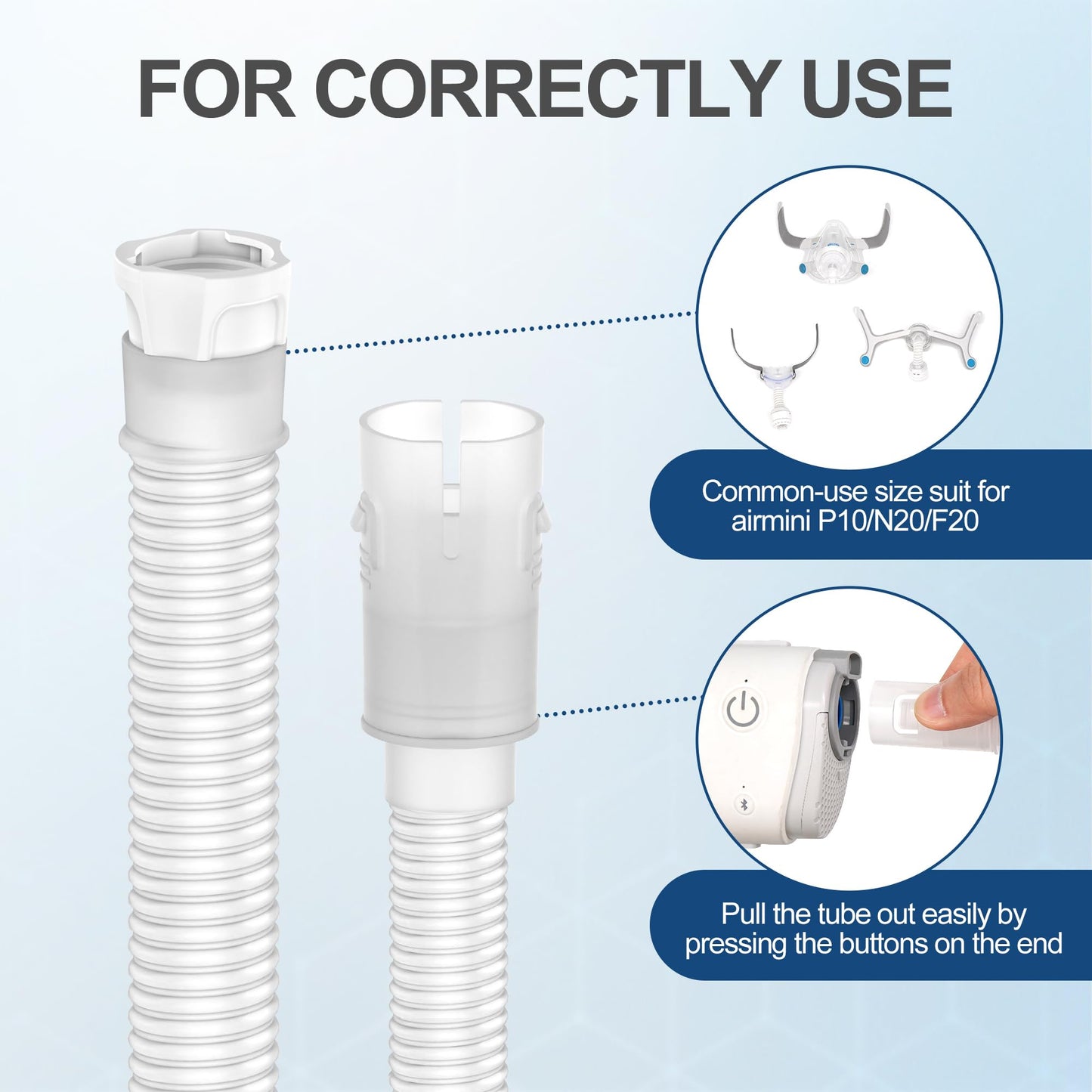 Replacement Connector Set for P10 to Airmini, Includes Frame and Longer Connector Tubing, Compatible with P10 Nasal Cushion & Strap(NOT Included), Secure Fit CPAP Supplies by MEDICOLOR