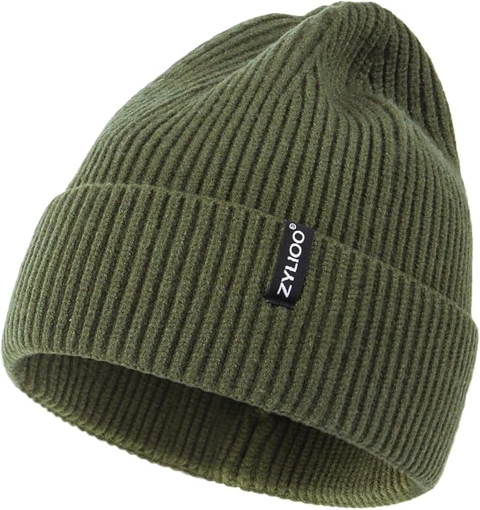Zylioo Oversize Beanie Hats, XXL Big Size Ribbed Knit Cuffed Winter Hat for Cold Weather, Warm Skull Watch Cap