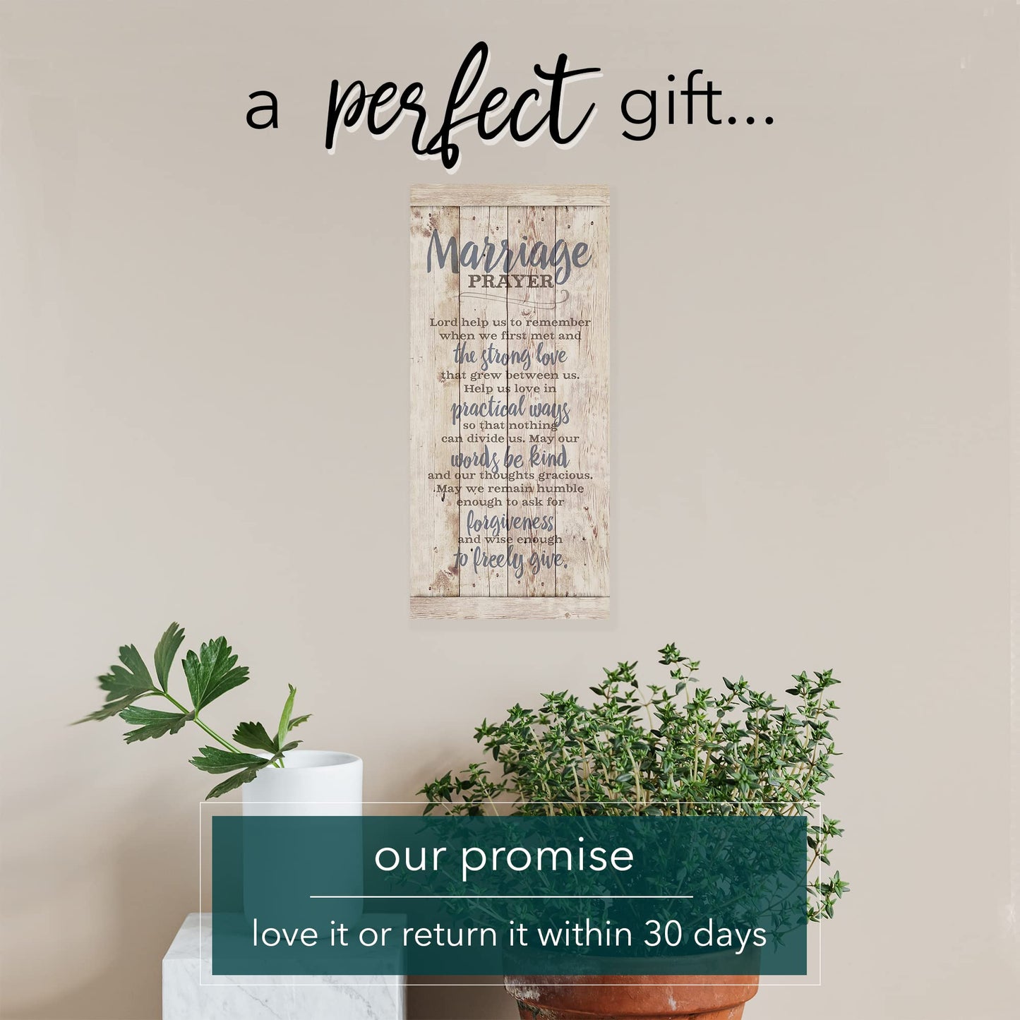 DEXSA Marriage Prayer Wood Plaque - Made in USA - 5.5"x12" - Original Verse - Frame Wall Hanging Decoration | Lord, Help us to Remember When we First met | Christian Family Religious Home Decor Saying