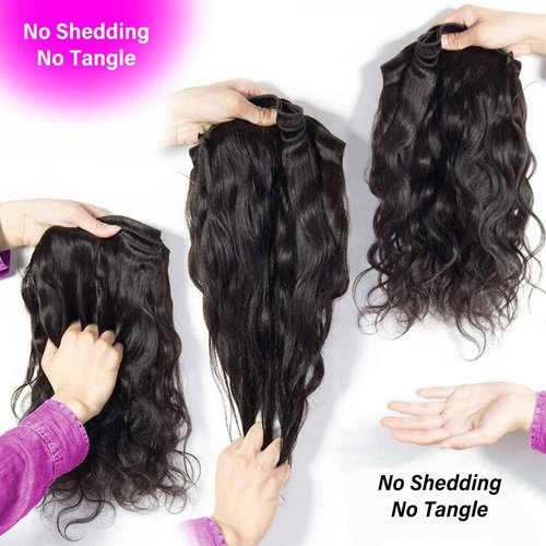 12A Human Hair Bundles 18 20 22 Inch Body Wave 3 Bundles Human Hair 100% Unprocessed Brazilian Virgin Hair Bundles Quick Weave Hair Extension Natural Black