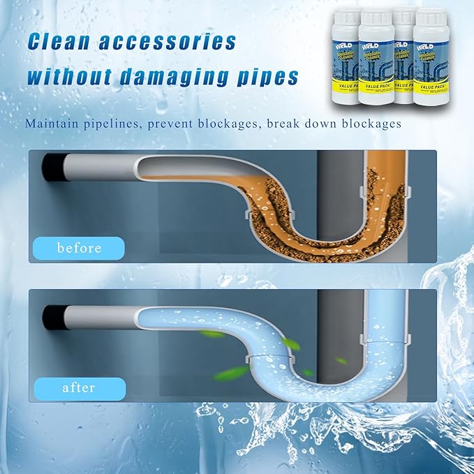 Wild Tornado Pipe Dredge, Powerful Sink and Drain Cleaner Powder, Fast Foaming Drain Cleaner for Kitchen and Pipes Cleaning Tool