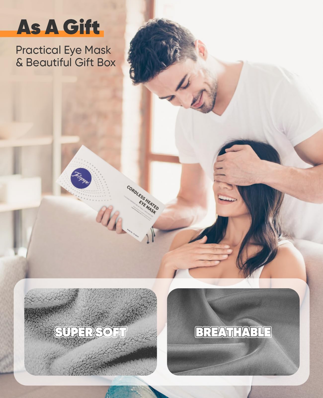 Heated Eye Mask, Cordless Warm Eye Compress for Dry Eyes, Blepharitis, Light Blocking Heat Eye Mask for Men Women, 1000mAh Rechargeable Battery and Washable Cover (Grey)
