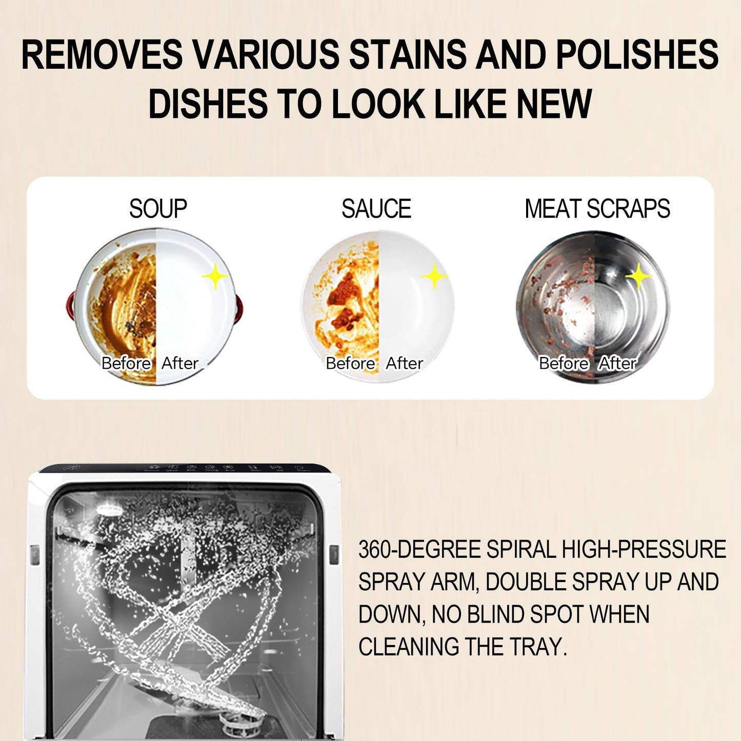 Countertop Dishwasher with built-in water tank, countertop mini portable dishwasher for apartments and RVs, Compact Dishwasher that can wash baby bottles. Dishwasher with drying function.