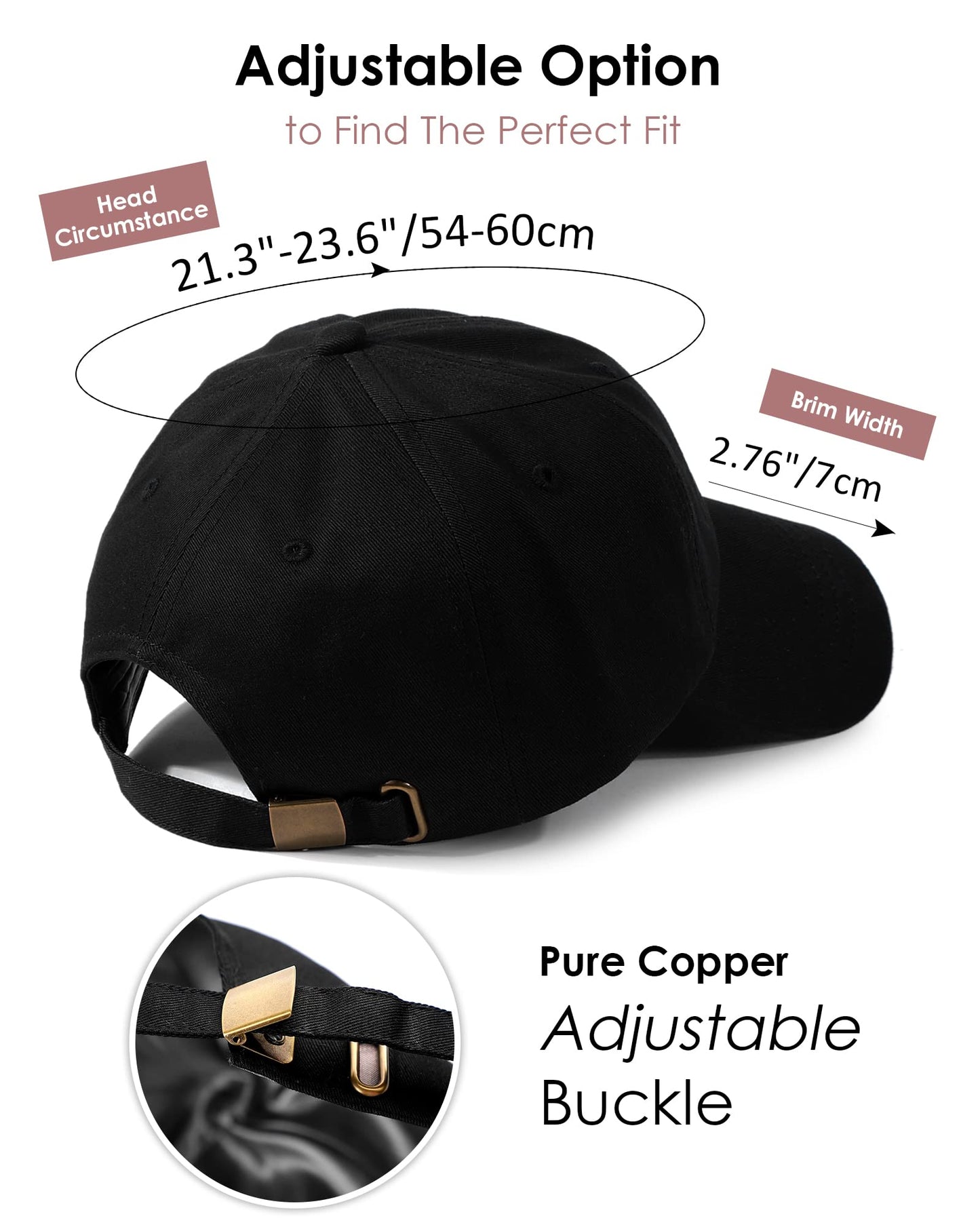 Womens Satin Lined Unstructured Baseball Cap Unisex Silk Lining Washed Cotton Adjustable Vintage Dad Hat Black