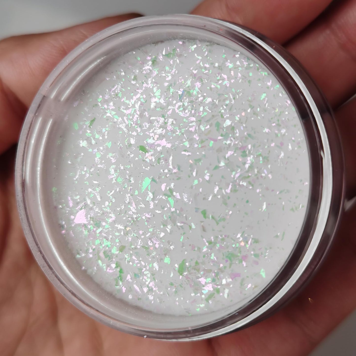 Glow in the dark Clear Glitter Acrylic Nail Powder Colors 1OZ with sparkle opal flakies AP017
