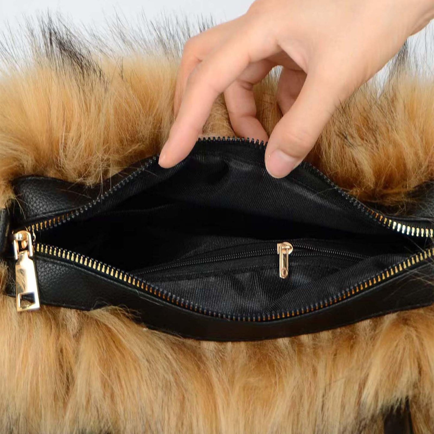 Women's Shoulder Handbags Faux Fur Tote Bag Fluffy Satchel Handbags for Women, Mom, Friends, Bridesmaids (Brown)