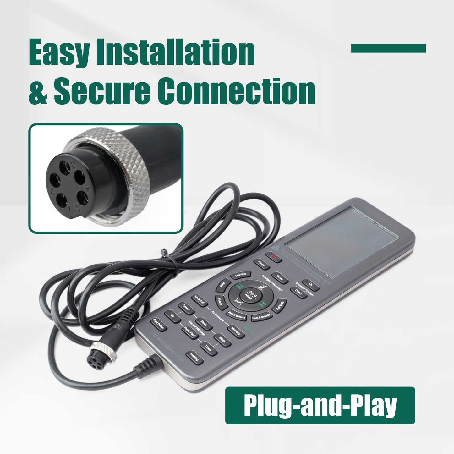 YUXIVCNE P-310100646-8 Remote Control Compatible with Insignia NS-MGC300BK1 NSMGC300BK1 NS-MGC300BN2 2D Zero Gravity Massage Recliner Chair, Replace P3101006468 Wired