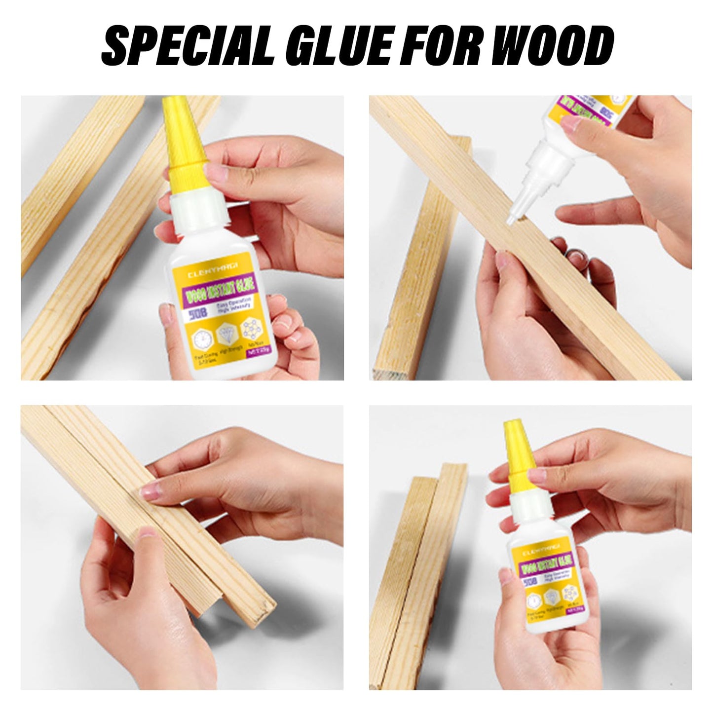 ClenyMagi Wood Glue, High Strength Fast Drying Clear Wood Glue for Furniture Heavy Duty, Woodworking, Garden, Crafts, DIY, Waterproof, Heat Resistant Tacky Adhesive (1 Bottle of 25g)