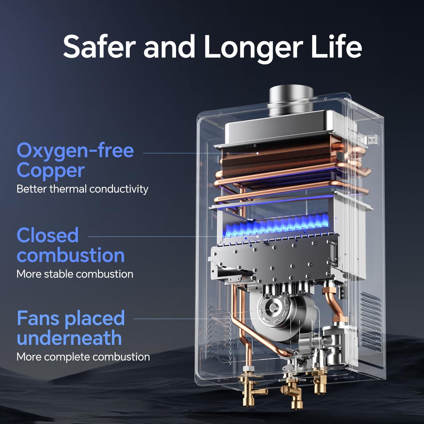 Ranein × Vancepic Tankless Water Heater Natural Gas, Max 8.5 GPM 190000 BTU Indoor On Demand Instant Hot Water Heater with LED Temperature Control Panel