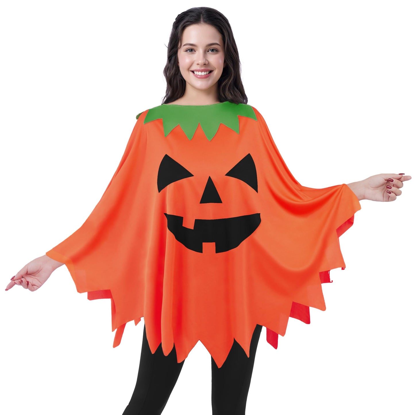 Spooktacular Creations Women Pumpkin Poncho Costume Adult, Pumpkin Costume Set, Halloween Costumes for Women Role Play