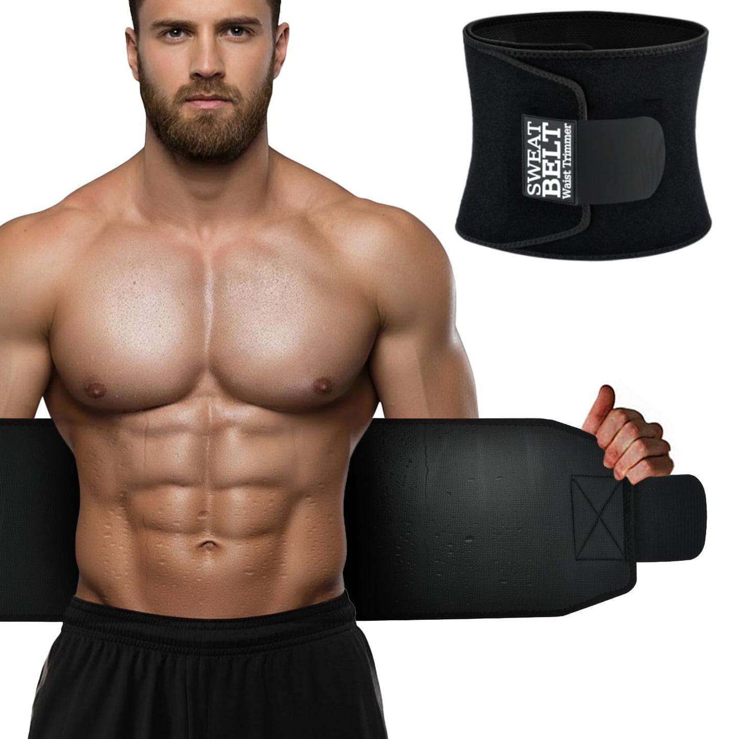 AMZBOSS Waist Trainer for Women & Men, Waist Sweat Band, Belly Band Sweat Belt, Stomach Wrap, Body Shaper Belt (Black, X-Large)