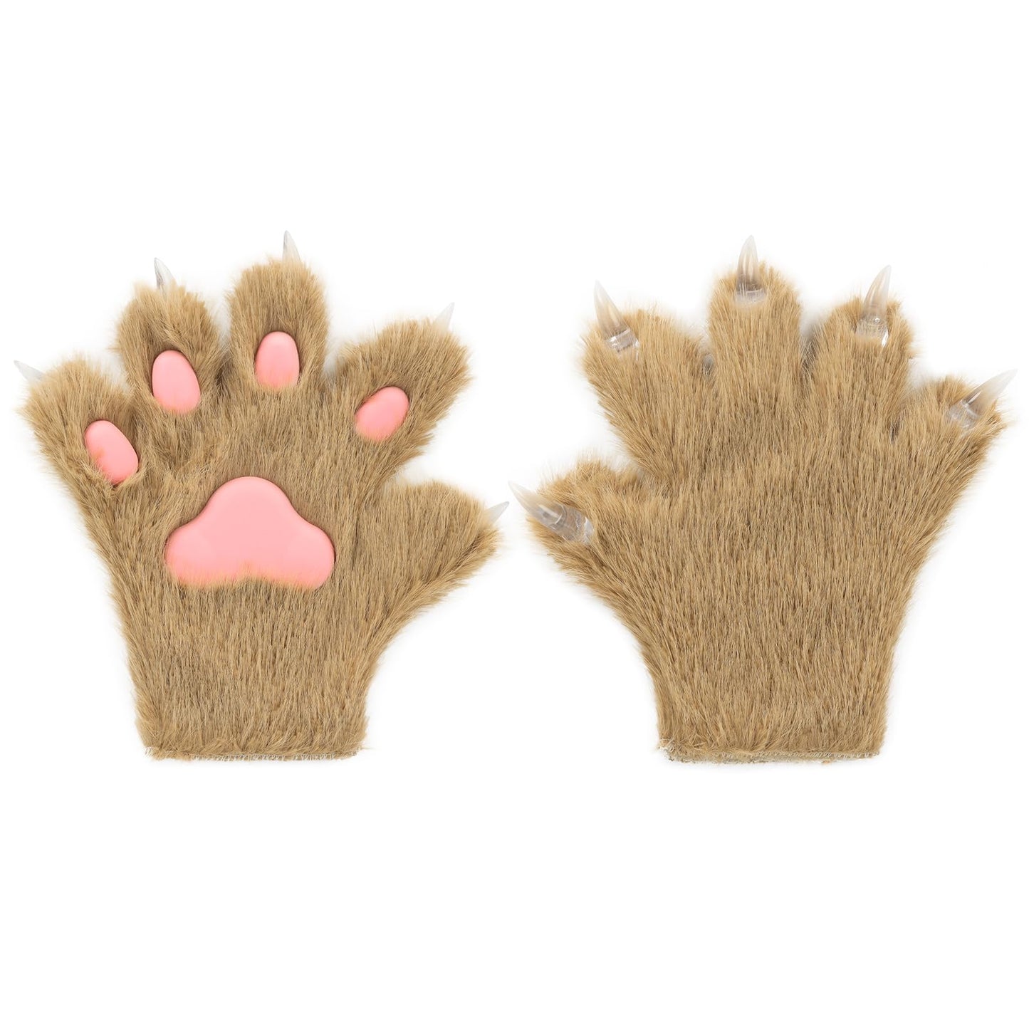 HAOAN Furry Fur Cat Wolf Fox Dog Fluffy Animal Paws Claws Gloves Mittens Hands Costume Cosplay Halloween Christmas for Kids