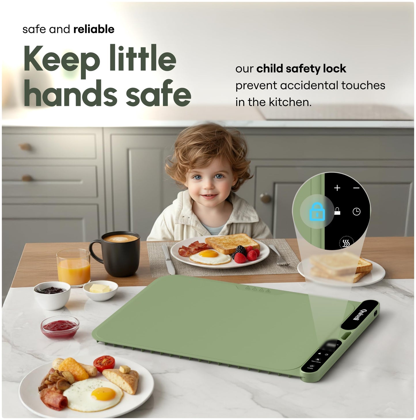 Quiveli Plateful Food Warming Mat For Food - 24x15", With Child Lock - Warming Pads For Food Heat Mats For Kitchen Counter - Food Warming Mat To Keep Food Warm For Party