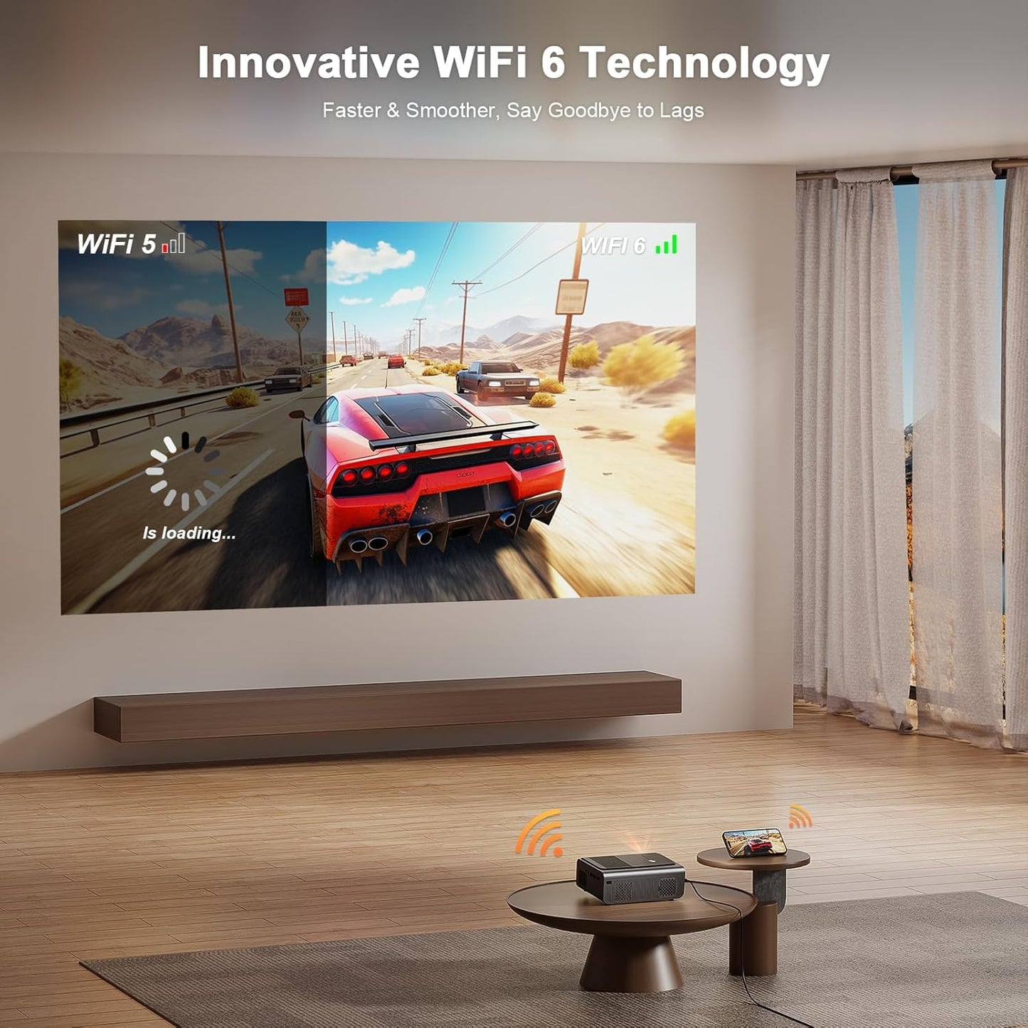 [2000 ANSI & Officially-Licensed APP] 4K Smart Projector with WiFi and Bluetooth, Auto Focus & Keystone, VOPLLS Native 1080P Portable Outdoor Projector, Mini Movie Proyector for Bedroom/Home