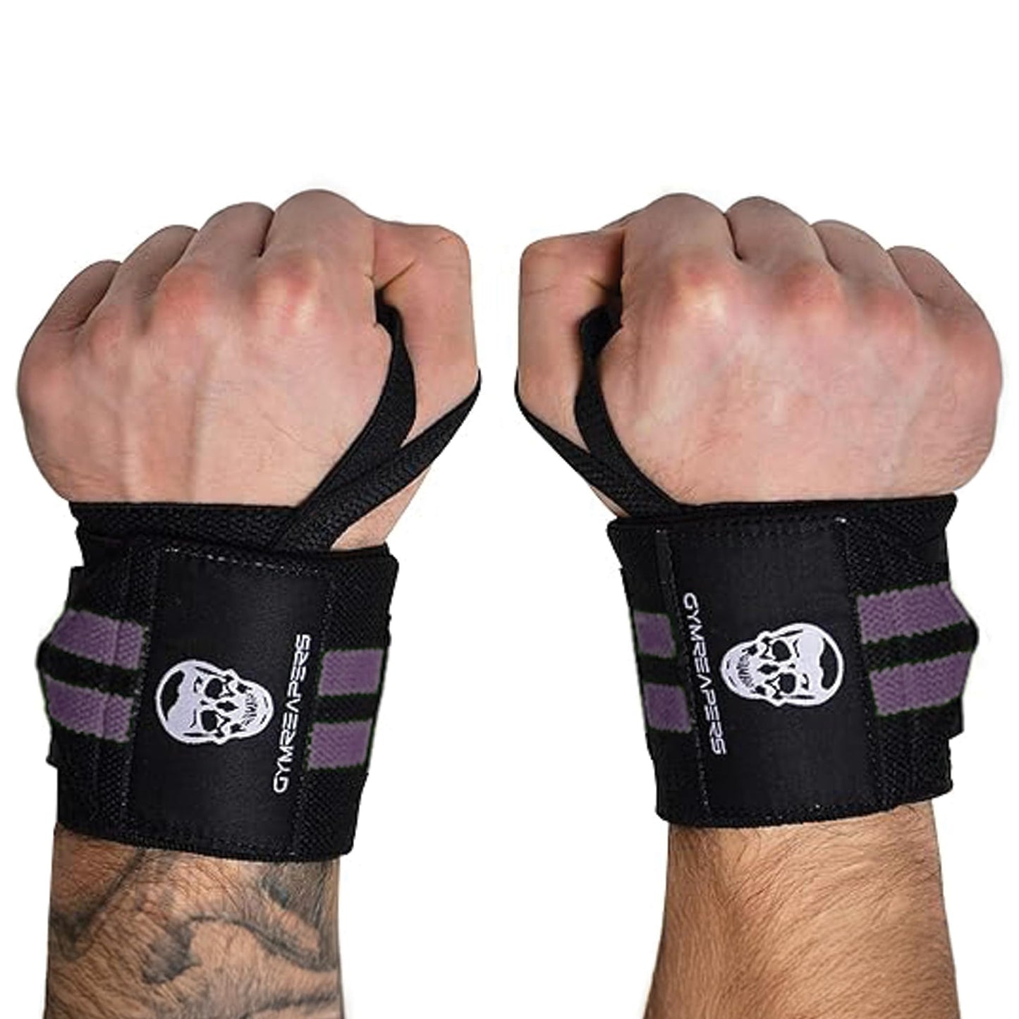 Gymreapers Weightlifting Wrist Wraps (IPF Approved) 18" Professional Quality Wrist Support with Heavy Duty Thumb Loop - Best Wrap for Powerlifting Competition, Strength Training, Bodybuilding (Lilac, 18")