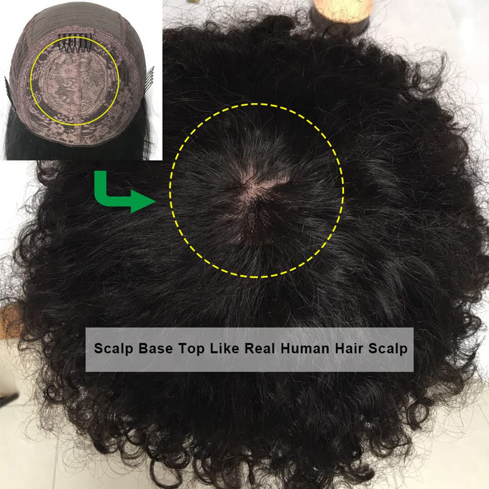 200% Density Ombre Human Hair Wigs Afro Kinky Curly Two Tone Wig With Bangs Brazilian Virgin Human Hair Machine Scalp Top Ombre