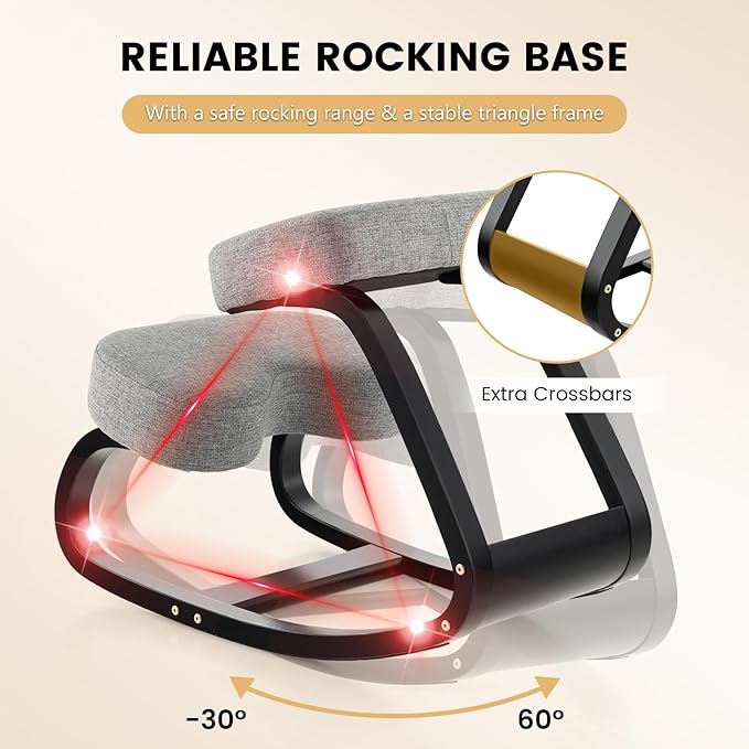 DORTALA Ergonomic Kneeling Chair, Rocking Knee Chair for Upright Posture, Home Office Ergo Kneel Support Stool, Relieving Back and Neck Pain & Improving Posture