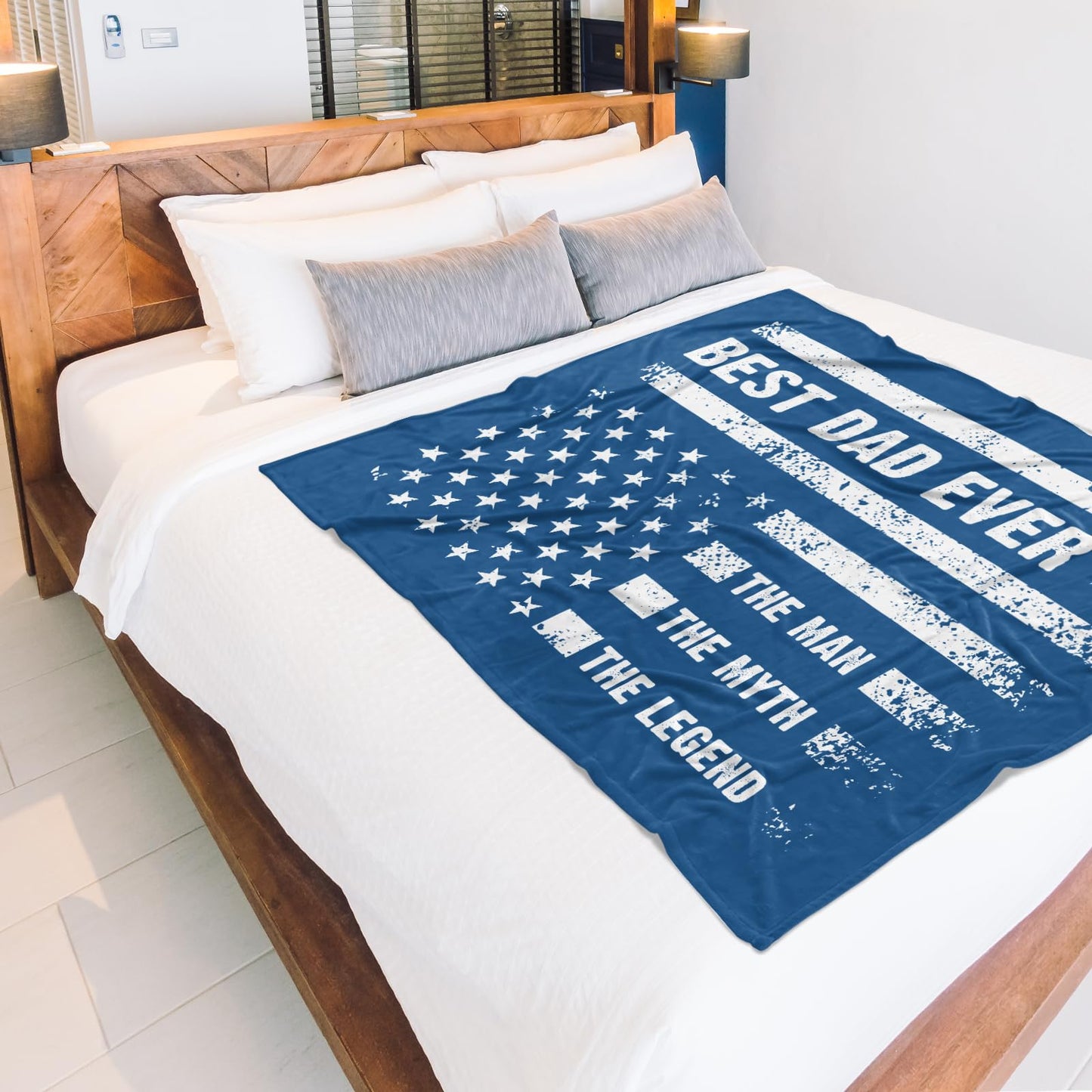 Craftique Birthday Gifts for Dad- Cool Flag Blanket with The Man The Myth The Legend- Dad Birthday Gift, Soft Blanket Throw for Bed Sofa Napping Camping, 60”×50”