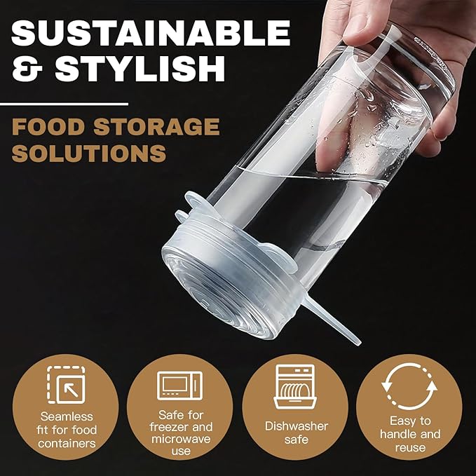 Reusable Silicone Stretch Lids–18PCS Round & Square Stretchy Food Covers, Airtight & Leakproof, Microwave & Dishwasher Safe Clear