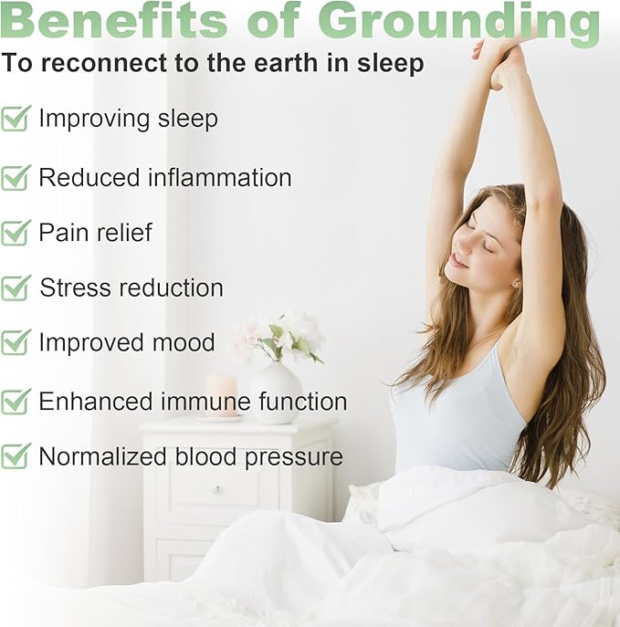 CHALTOUL Grounding Sheets Twin Size Premium Cotton for Healthy Sleep Therapy, Deep Pocket Grounding Fitted Sheets Includes Grounding Cord (Beige, Twin -39"x75"x14")