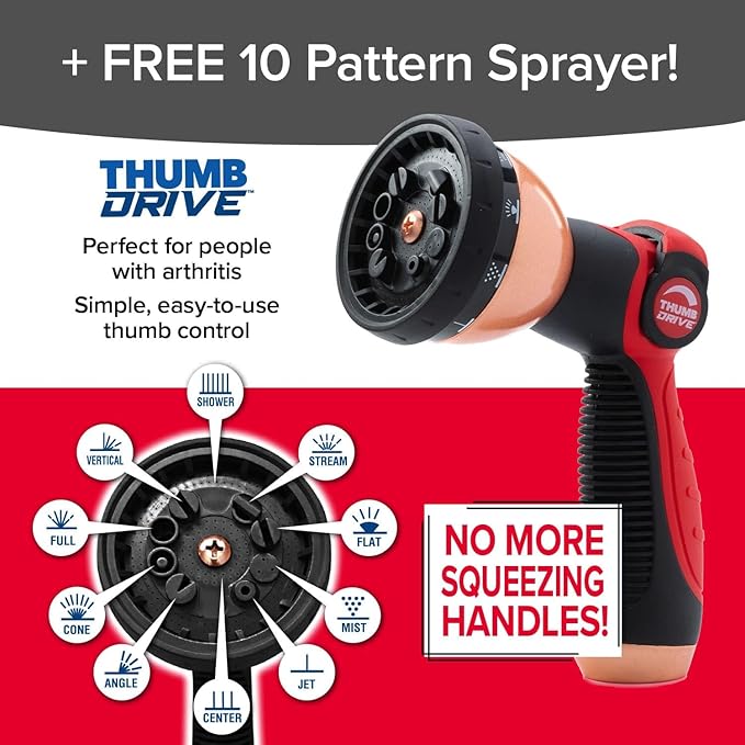 Pocket Hose Copper Head Expandable Garden Hose 50 ft with Pocket Pivot, No Tangles, AS SEEN ON TV, 360° Swivel, Tri-Tex Tubing, Force Field Jacket, Lead-Free, No-Kink, Anti-Burst w/APT