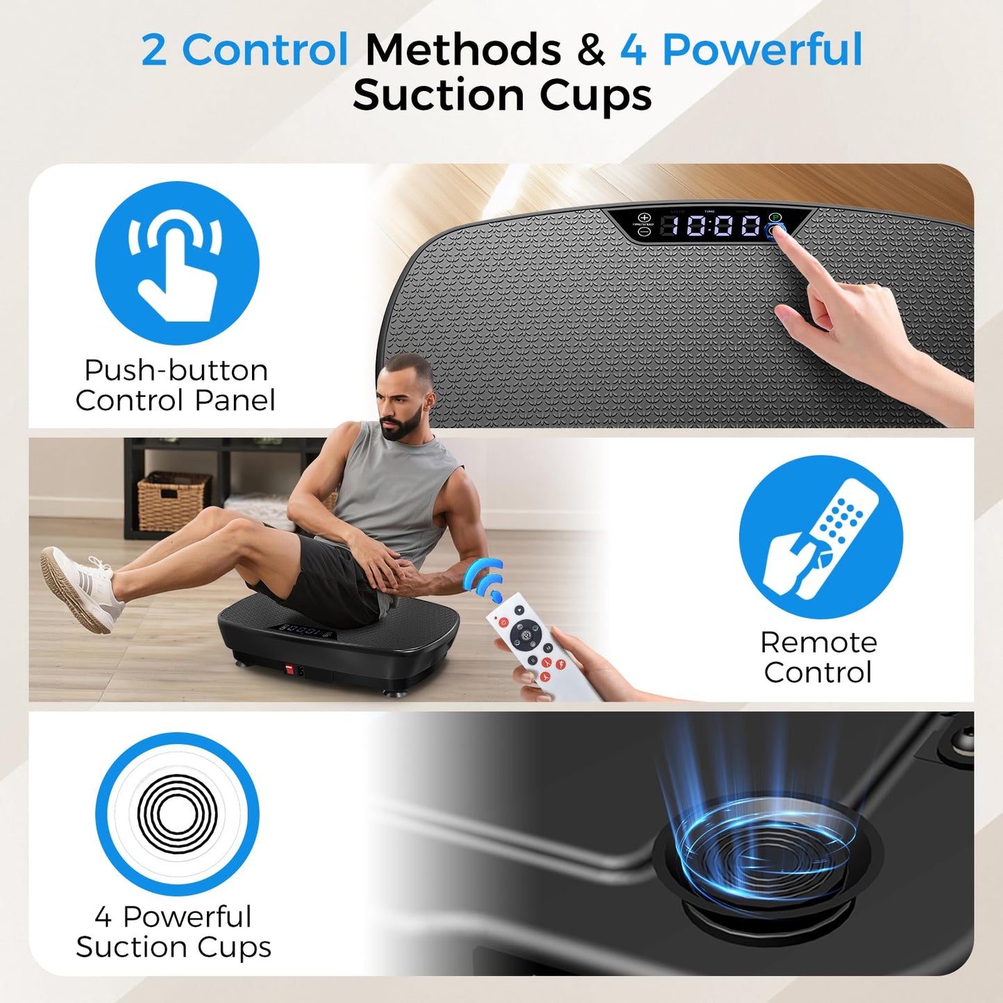 Vibration Plate Exercise Machine Whole Body Vibration Platform for Lymphatic Drainage Weight Loss, 120 Level Home Gym Fitness Equipment Workout Machine with LED Screen Remote Control Resistance