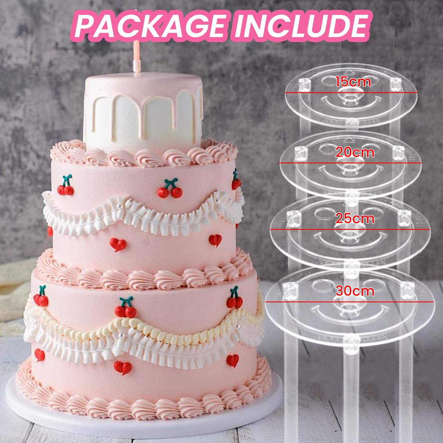 Cake Pin Sticks Set, 16 Pieces Plastic Cake Sticks Support Rods with 4 Cake Dividers for 6, 8, 10, 12 Inch Cakes, Plastic Cake Support Rods for Wedding Cake Building and Stacking (16)