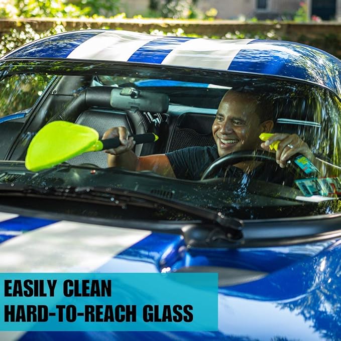 Invisible Glass 99050 Reach & Clean Glass Windshield Cleaner Tool Combo Kit with Premium Spray Glass Cleaner, Extendable Handle, (2) Reusable Quick Change Microfibers, and Storage Bag