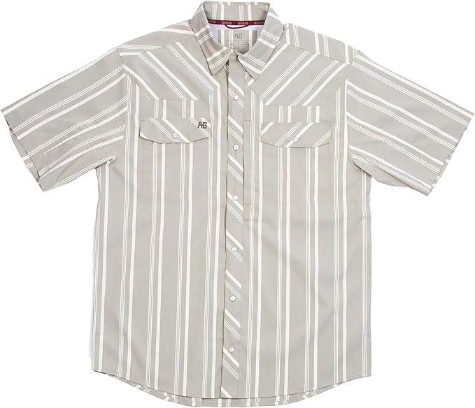 AG-GEAR Men's Short Sleeve Stockyard Pearl Snap Shirt, Breathable Button-Down Western Shirt for Men