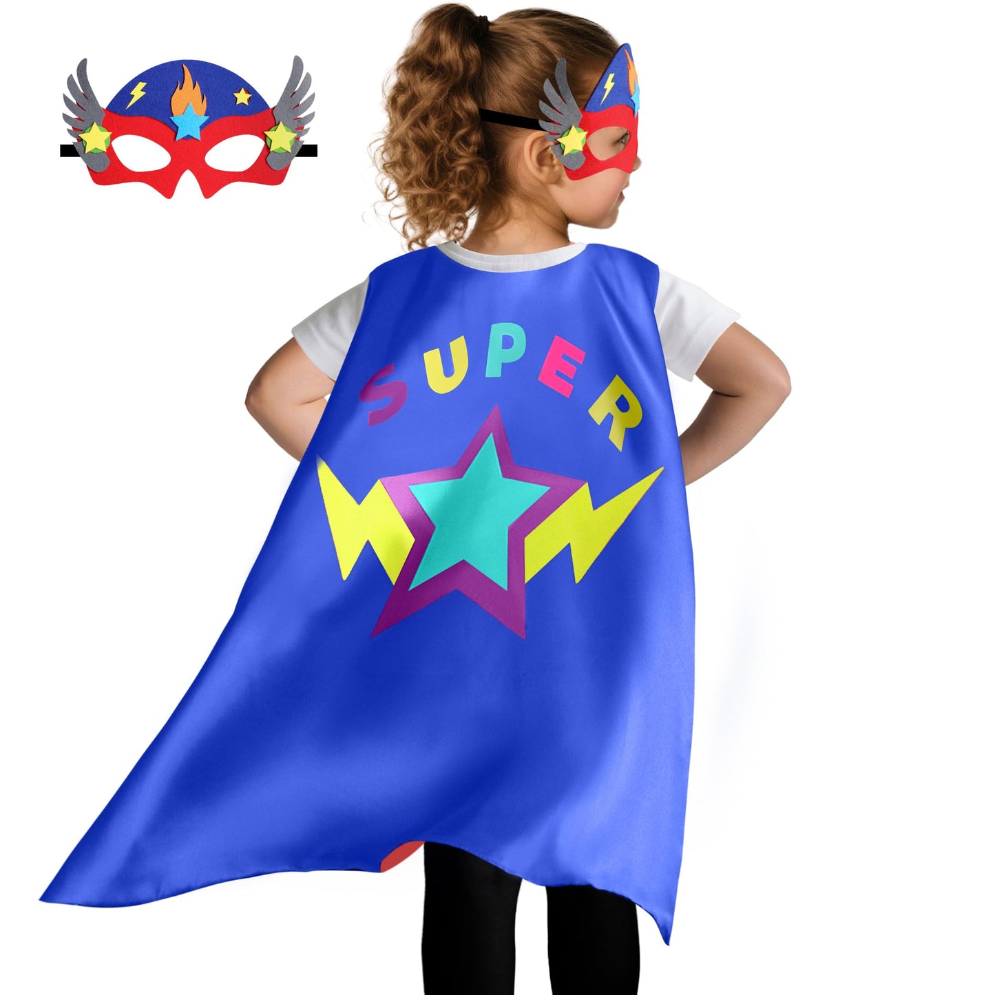 D.Q.Z Superhero-Capes and Masks for Kids Gifts for Girls Boys Super Hero Dress Up Cape and Mask (Blue-Red)