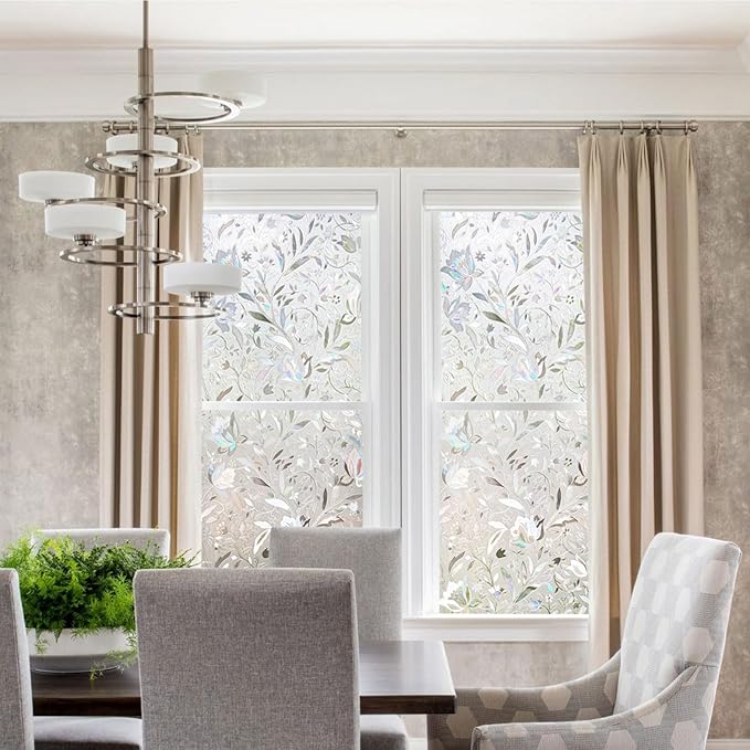 Kromapolis Window Film, Window Privacy Film, Window Vinyl Glass Covering, Stained Glass Decorative Film, Window Film Privacy Frosted Static Clings, Non-Adhesive, No-Glue (29.5 x 157.4inch)