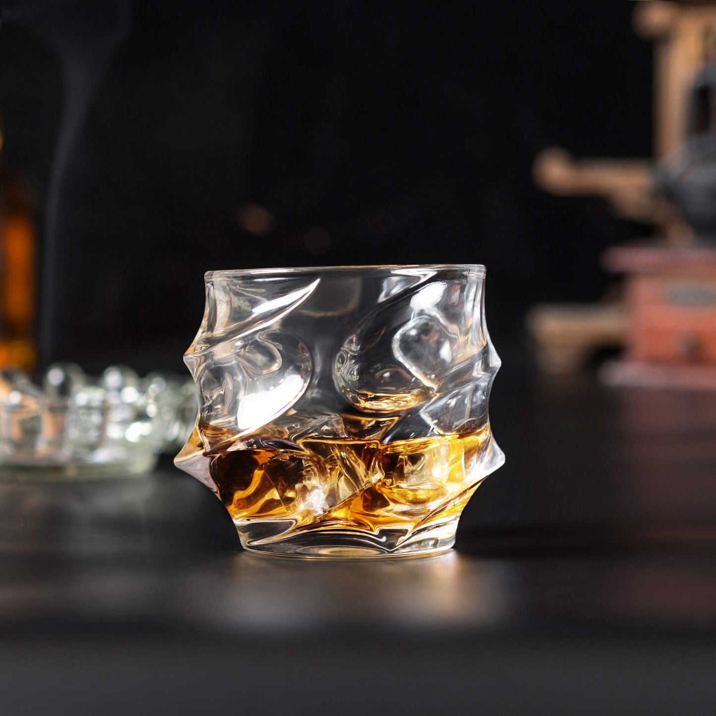 KANARS Old Fashioned Whiskey Glasses 11 Oz - Emperor Rocks Glasses Set of 4 for Bourbon Cocktail Scotch Snifter Malt Cognac - Heavy Crystal Bar Glassware - Unique Men Gift