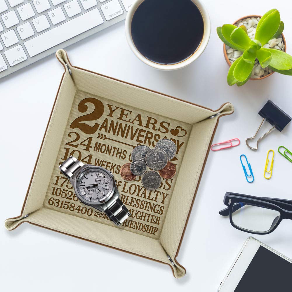 2 Years Anniversary Traditional Cotton Gift, 2nd Wedding Anniversary, Engraved Cotton Organization Jewelry Tray