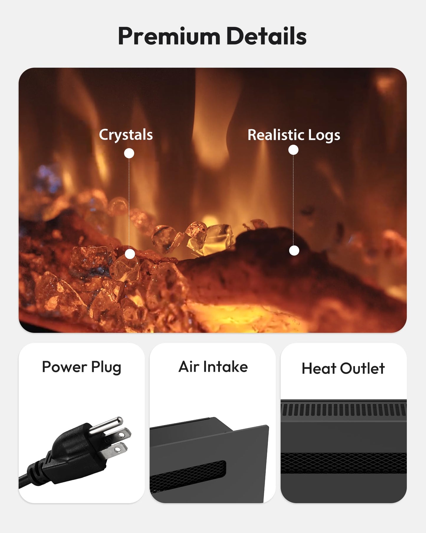 EUHOMY 60 Inch Electric Fireplace Recessed Wall Mounted with Remote Control, Fireplace Heater with Adjustable Flame Color, Linear Fireplace with Timer, Log & Crystal, 750/1500W (2026 Upgrade)
