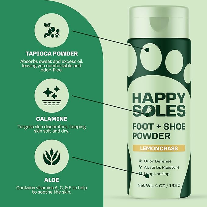 Shoe Deodorizer & Foot Powder - Ultimate Foot Powder for Smelly Feet & Odor Control - Sweat-Absorbing & Odor Eliminator - Ideal for Sweaty Feet & Unpleasant Shoe Smell (Lemongrass)