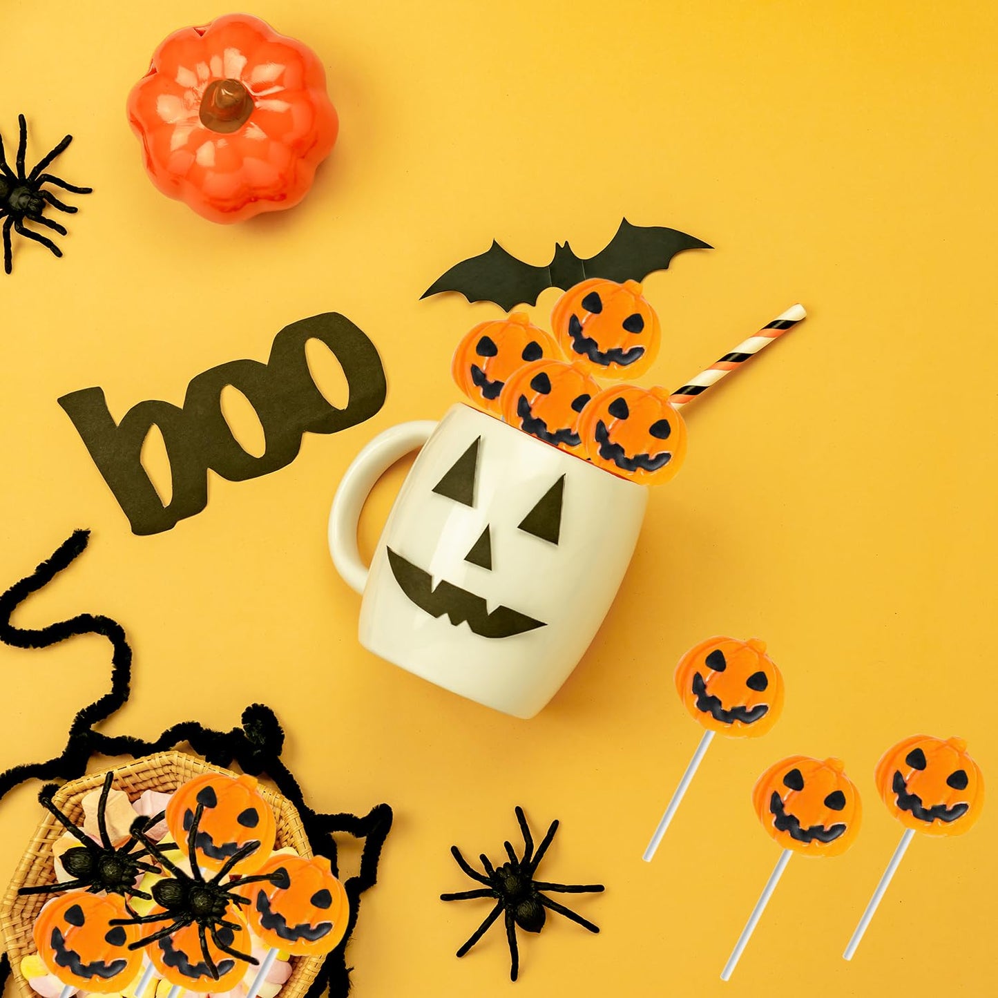 Fruidles Halloween Pumpkin Lollipop Suckers Candy, Spooky, Goody Bag Fillers, Individually Wrapped (12-Pack)