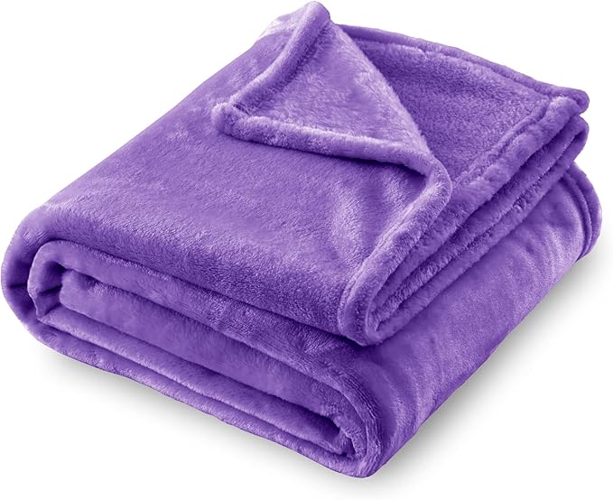 SOCHOW Flannel Fleece Blanket Throw Size, All Season Lightweight Super Soft Cozy Blanket for Bed or Couch, Purple, 50x60 i...