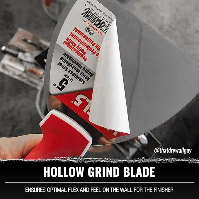 3" Soft-Grip Stainless Steel Drywall Joint Knife - LEVEL5 | Pro-Grade | Comfortable Finishing Hand Tool | Metal Hammer End | Sheetrock Gyprock Plasterboard Mud | 5-139