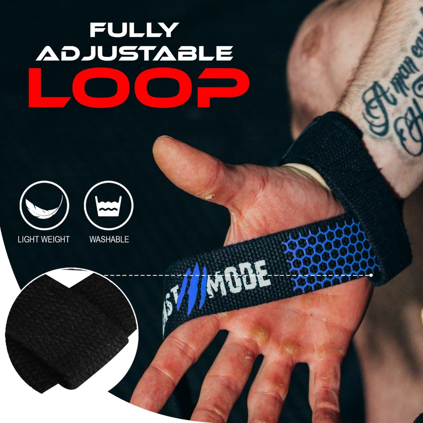 BEAST RAGE Lifting Wrist Straps for Weightlifting, Straps Gym Grip Power Workouts Lifting Straps Padded Cotton Men Women Wrap Lift, Deadlift Bodybuilding Weight Lifting Exercise Straps (Blue Silicone)
