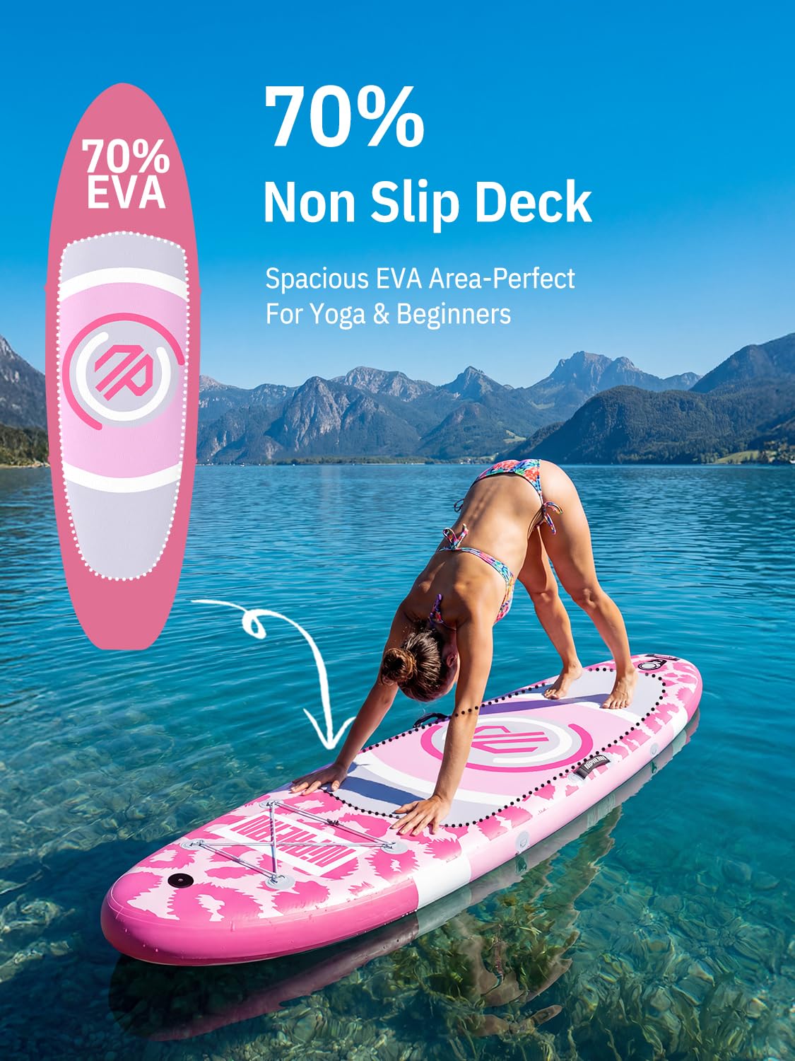 Niphean（Ultra-Light） Inflatable Paddle Board with StabilTrac Fin and Durable SUP Accessories, 10' Stand Up Paddle Boards for Adults & Youth, Versatile Yoga Paddle Board, Gift Ideas-Candy Leopard