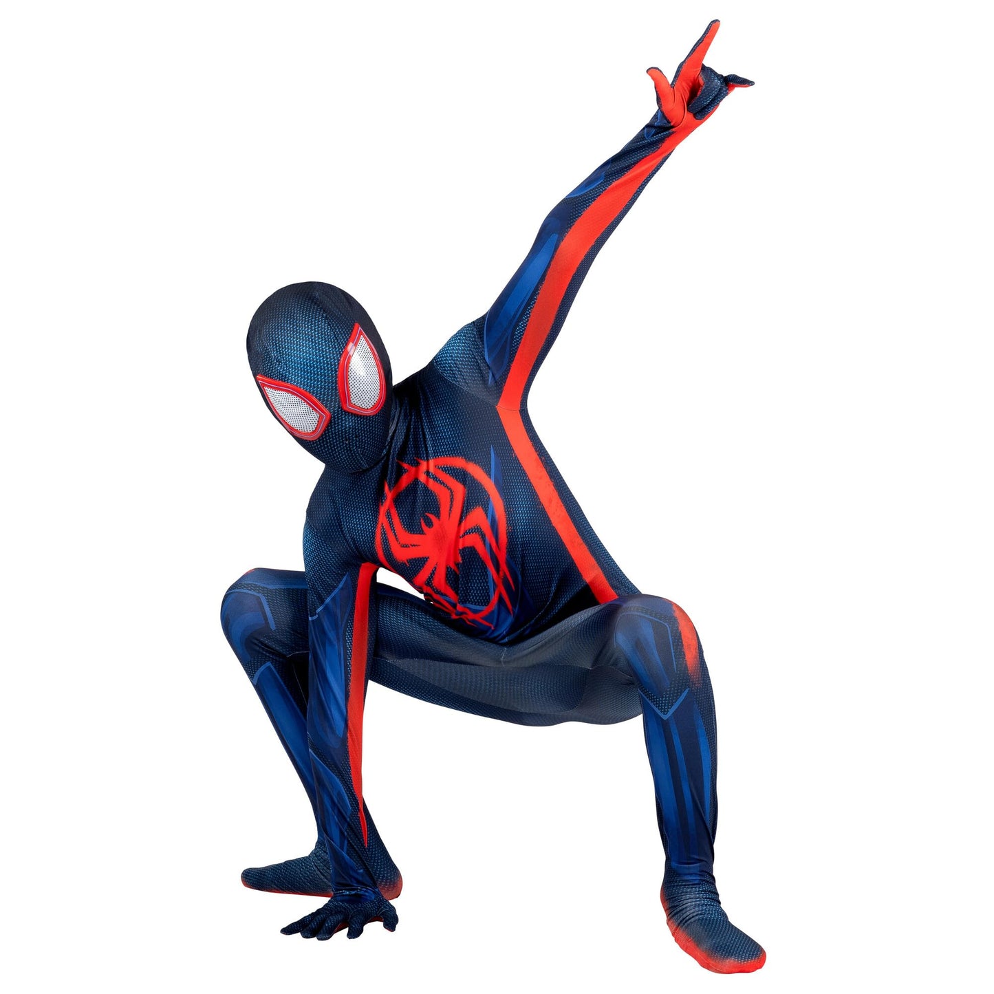 Marvel Miles Morales: Spider-Man Official Youth Deluxe Zentai Costume - Stretch Spandex with Hidden Zippers, Wrist Slits (L) Multi