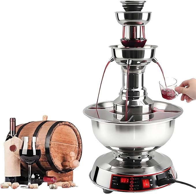 BANGBANGJI 3-Tier Wine Fountain Machine, 3.5L Wine Dispenser, Stainless Steel Beverage Fountain, 0-100℃ Temperature Adjust...