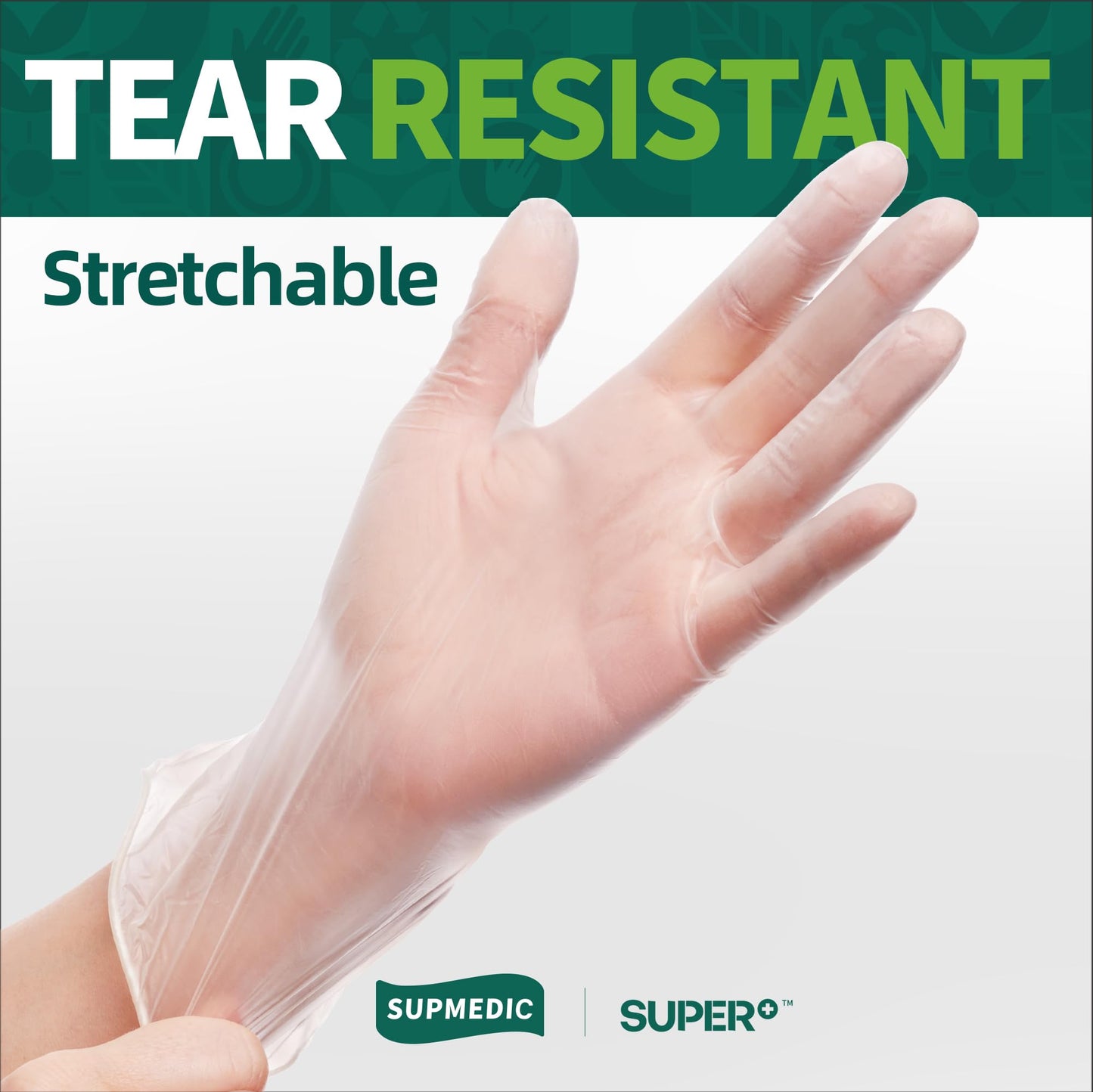 Supmedic Vinyl Disposable Exam Gloves, Clear 4 Mil Powder-Free Latex-Free Medical Food-Safe Cooking Cleaning Glove, 100 Pcs (Medium)