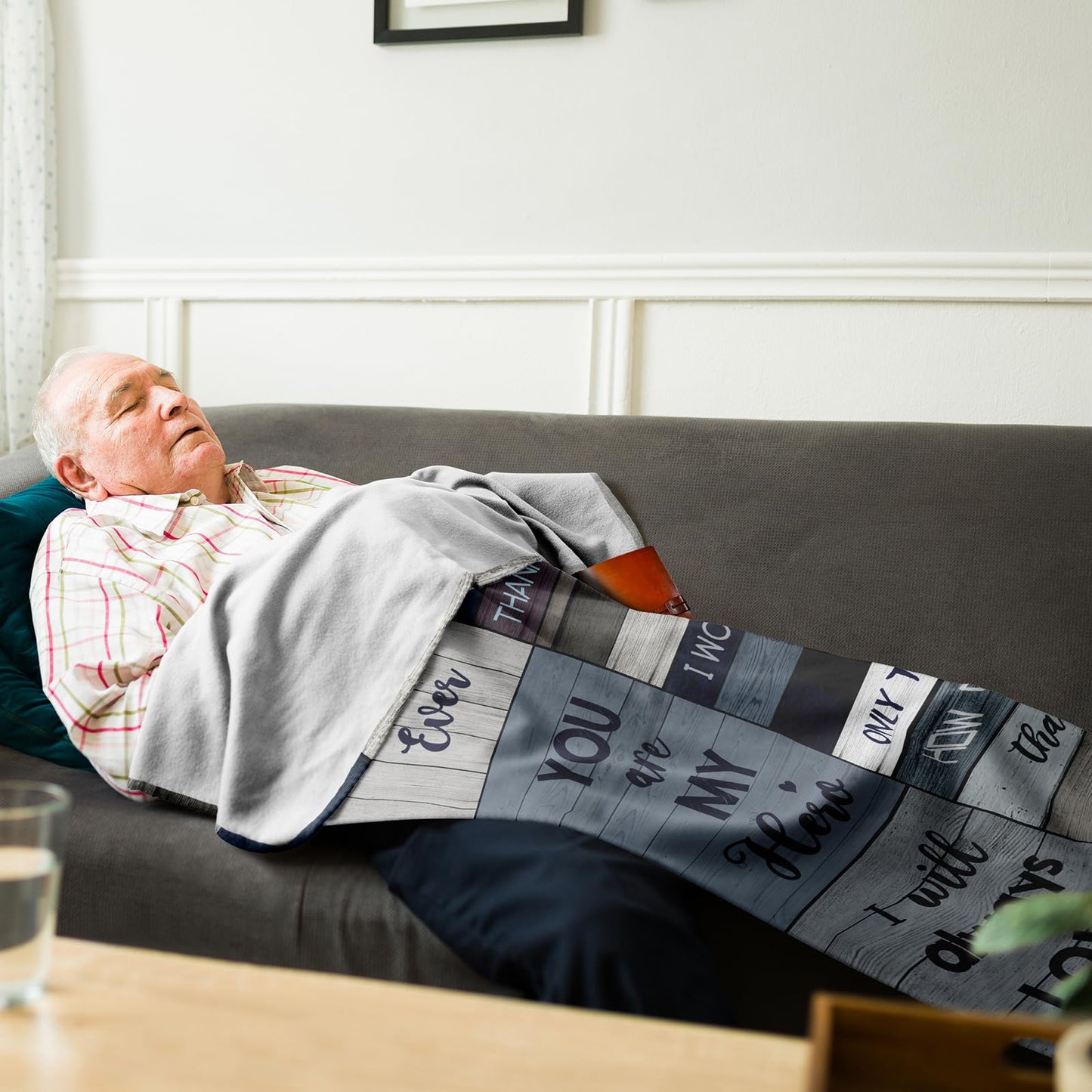 Yamco Grandpa Gifts - Gifts for Grandfather 60" x 50" Blanket - Unique Papa Presents from Grandson - Great Fathers Day Birthday Gifts for Grandfather - Best Pop Pop Gift Ideas for Paw Paw