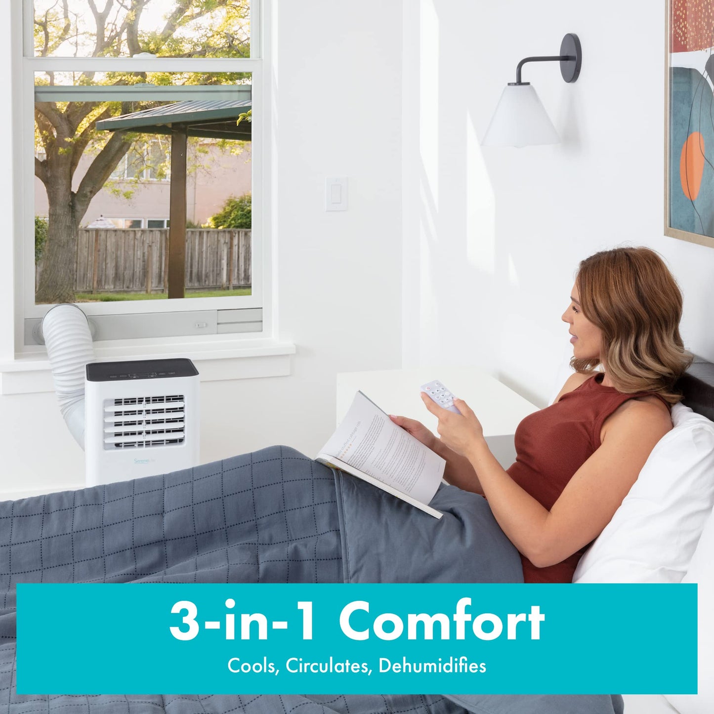 Serenelife Small Air Conditioner Portable 8,000 Btu With Built-In Dehumidifier - Portable Ac Unit For Rooms Up To 350 Sq Ft - Wi
