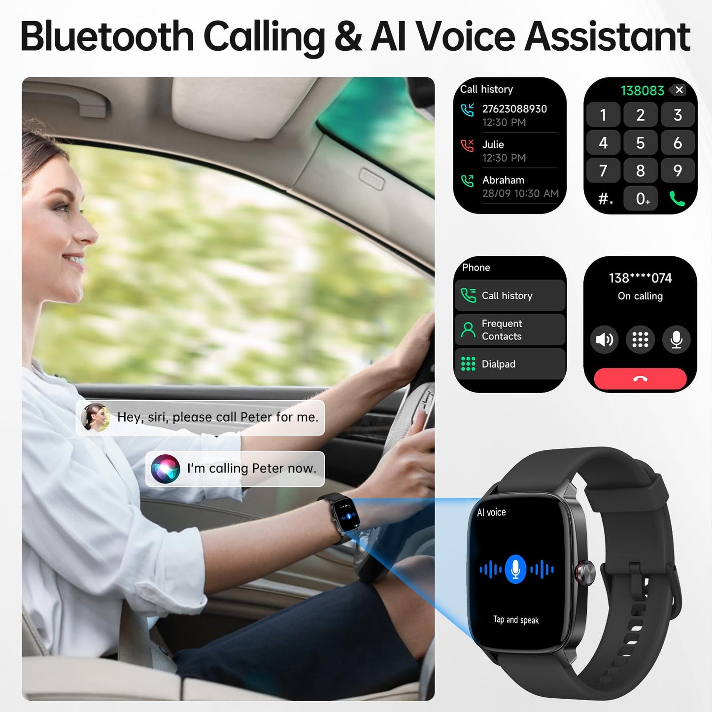 Smart Watch For Men Women With Bluetooth Call & Ai Voice, 1.85  Hd Fitness Tracker With Heart Rate Spo2 Sleep Monitor, 100+ Spor